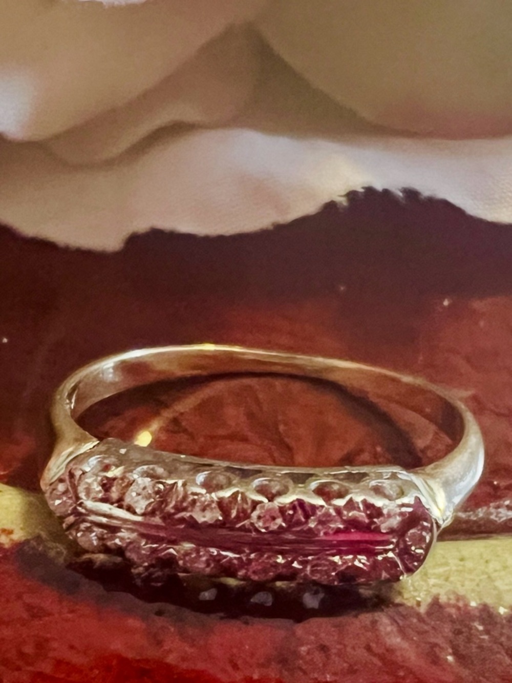 14k Gold Double Row Diamond Band Ring Size 6